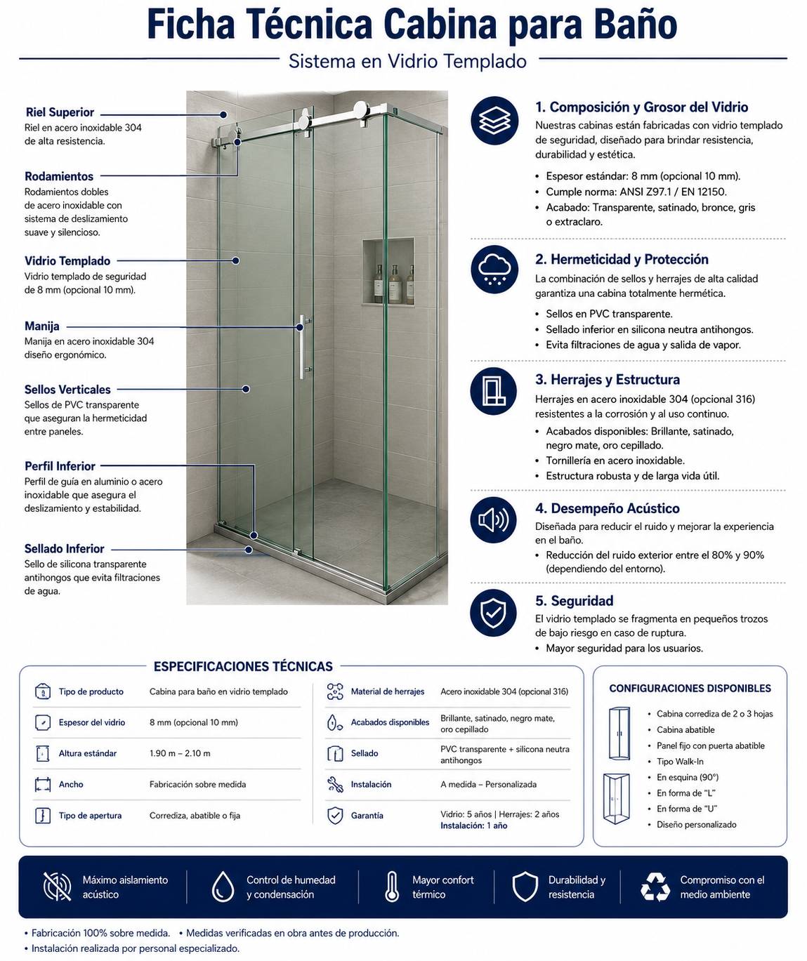 Cabina para Baño en Vidrio Templado