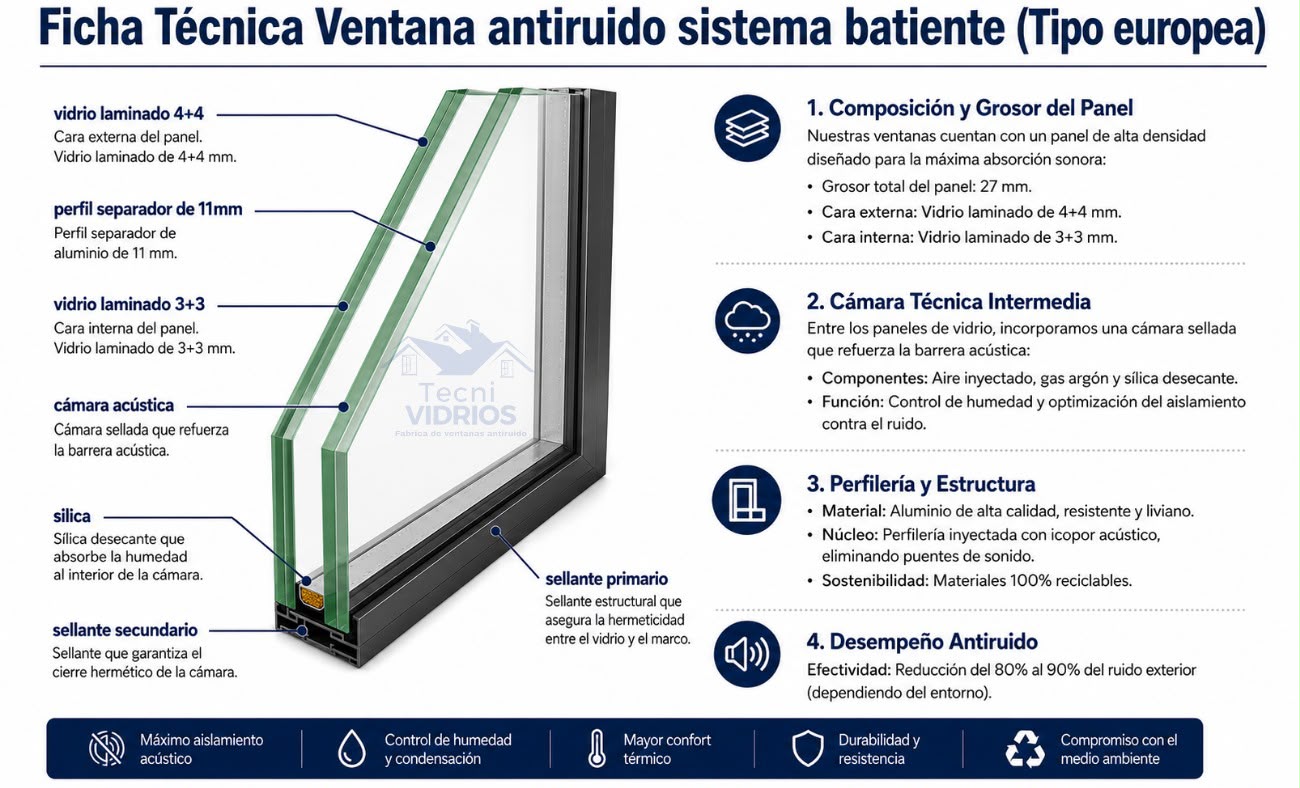 Ventana Anti Ruido Sistema Batiente Europea